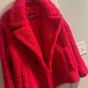 UGG Hot Pink Sherpa Coat Size Large